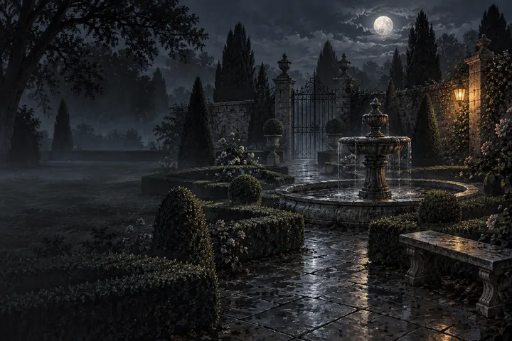 The garden at night