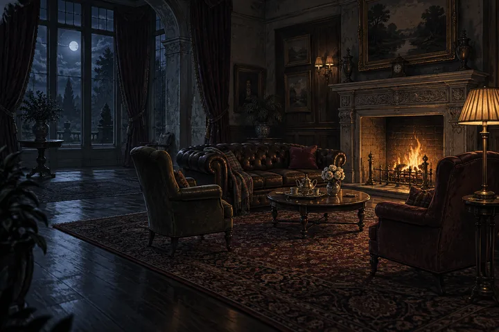The lounge at night