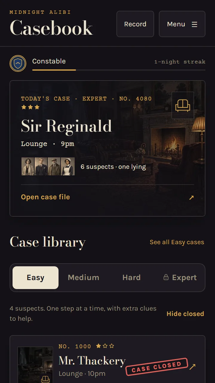 The casebook on a phone: today’s case and the case library